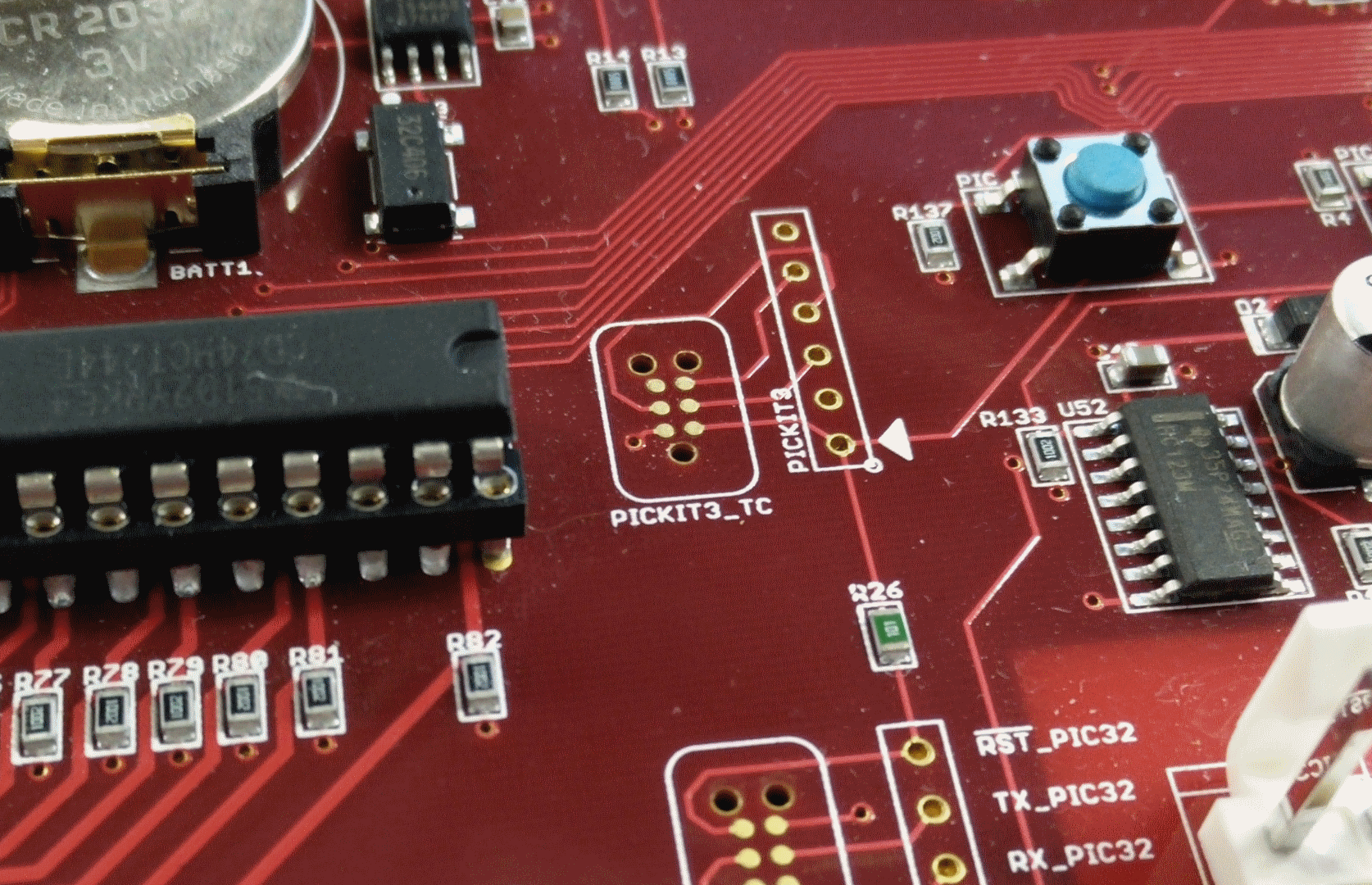 Figure 6: PicKit3 connector using the Tag-Connect TC2030-MCP-NL.