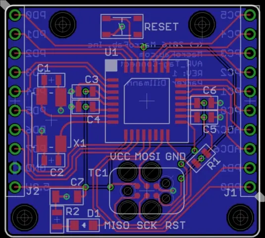Figure 5: Board layout for the AVR_Tag-Connect example board.