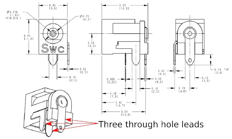 Figure 1: DC jack dimensions