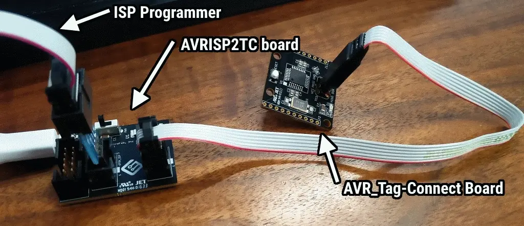 Figure 7: Setup for programming the AVR over Tag-Connect.