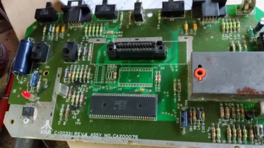 Atari 2600 Junior with the combo 6507, RIOT, and TIA chip.