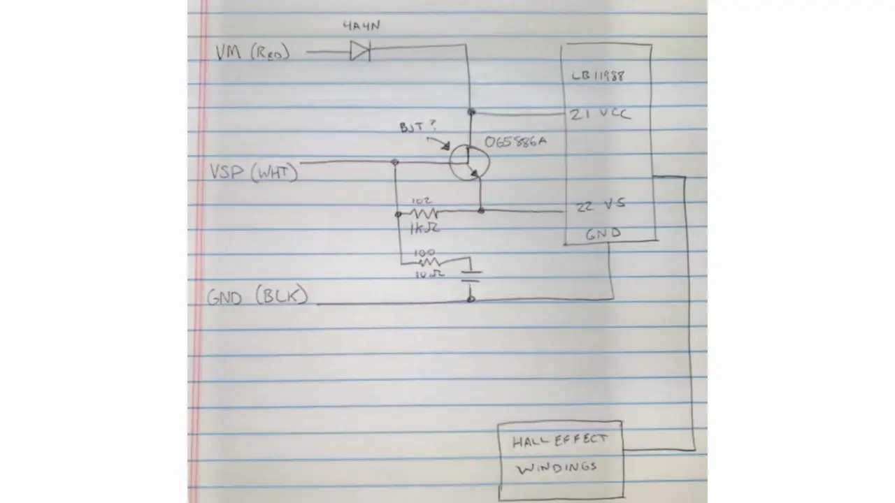 Power input schematic of the fan controller.