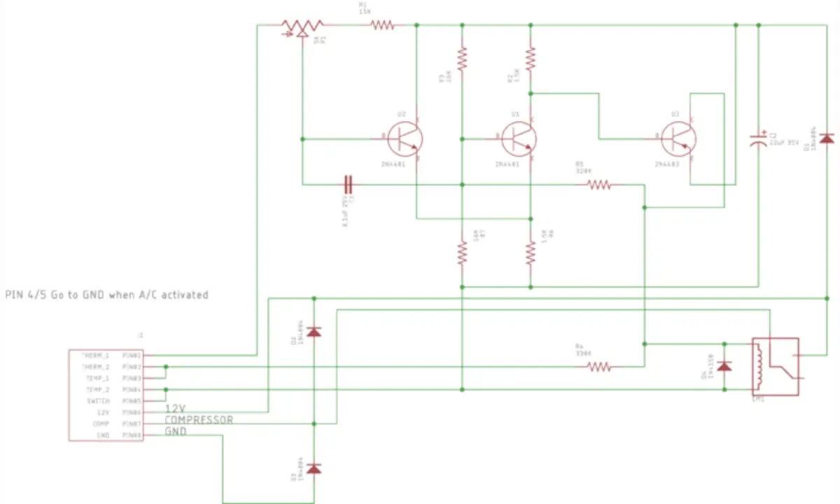 Reversed Engineered Schematic Parker made of the A/C control module.