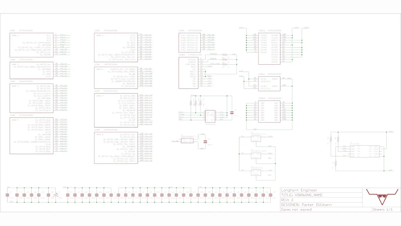 Schematic for the design block Parker is working on for the EP4CE6E22C8N FPGA.