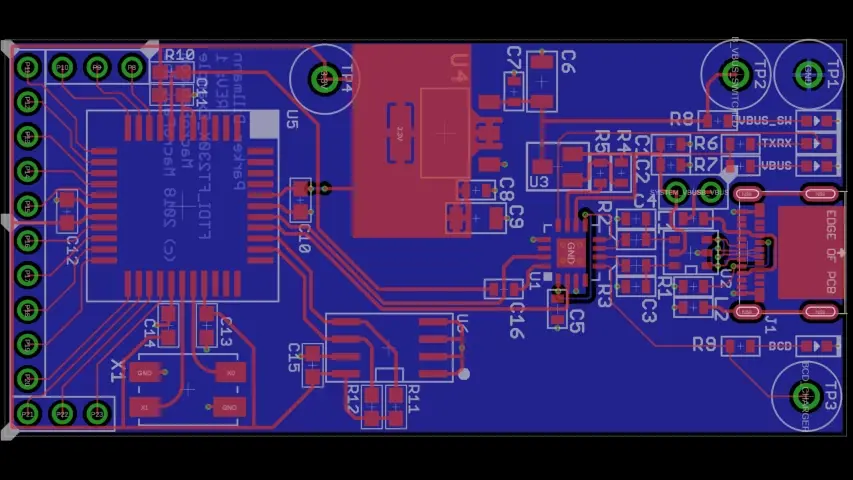 USB Type-C example layout circuit using a FT230-X and a Parallax Propeller.